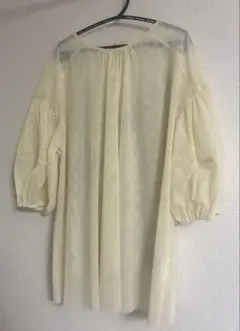 【新品】シースルー バルーンスリーブ トップス S インナー付き ナチュラル