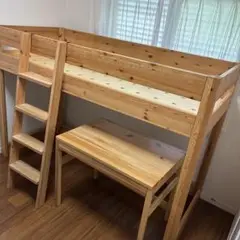 無印良品　ミッドベッド（木製ロフトベッド ）マットレス付き　【送料込み】
