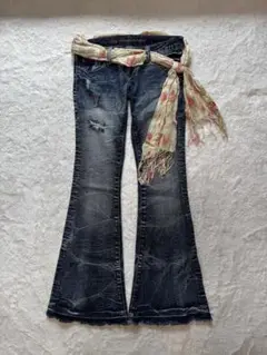 low rise flare denim pant scarf archive