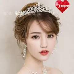 ハート高品質ティアラ♡ブライダルヘアアクセサリーウェディング新品ヘッドドレス