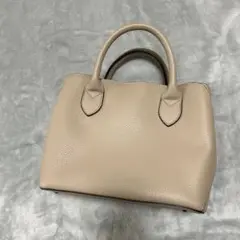 美品☆合皮レザー ベージュ トートバッグ 中仕切あり 鞄 カバン しまむら