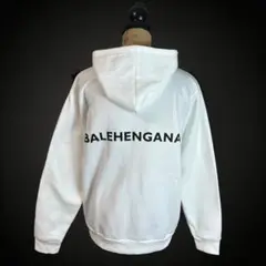 【BALEHENGANA】バックプリントプルパーカー　ネタ　ギャグ　裏起毛　白