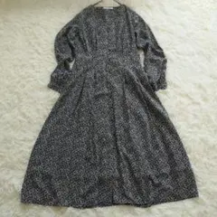 Rosefarm ローズファーム 小花柄 長袖 シャツ ワンピース М 黒