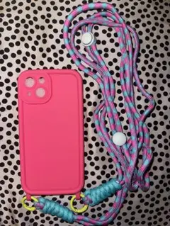 iPhone 13 シリコンケース ピンク ショルダーストラップ