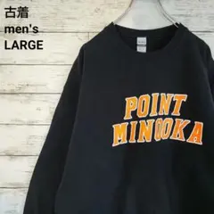 古着 ギルダン POINT MINOOKA スウェット プリント 裏起毛 黒 L