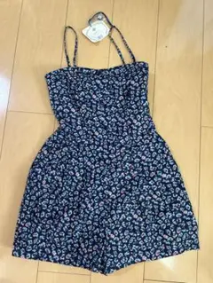 SALEネイビー 花柄 キャミワンピース Fサイズ