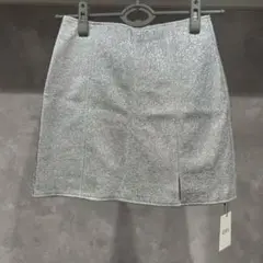 インパン裏地付きメタリックミニスカートシルバー