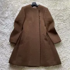 美品 CELINE フィービー期 ノーカラーコート Aライン ウール ブラウン