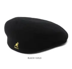 KANGOL 504 ベレー帽 ブラック×ゴールド　L