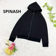 美品✨　スピナッシュ　ジップアップ　パーカー　白•ピンクドット柄　L レディース