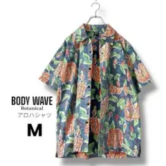 【古着】BODY WAVE リバースプリント ボタニカル アロハシャツ M