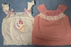 ホワイトとピンクのノースリーブタンクトップセット