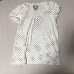 ホワイトドット柄ノースリーブシャツ L