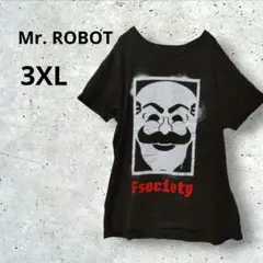Mr. ROBOT fsociety Tシャツ 3XL 黒 ヒゲ男爵 ロック