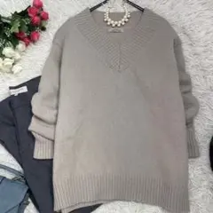 レリューム ワイドvネックプルオーバーニット セーター 肉厚 グレー レディース