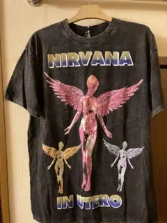 激シブ！　NIRVANA ニルヴァーナ　ヴィンテージ加工　ブラック　バンドT