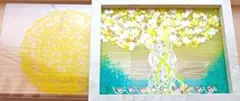 開運絵画　❀2枚セット❀ダブル八角フトマニ図生命樹絵画