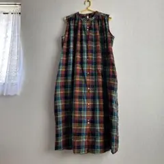 チェック柄ノースリーブワンピース