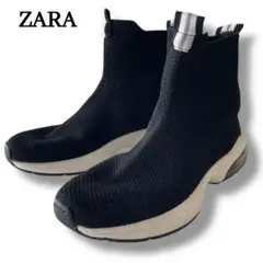美品☆ ZARA ザラ　ブラック ソックススニーカー　ニットスニーカー