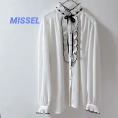 MISSEL ミゼール　フリル　リボン付き　ホワイトシャツ エレガント　可愛い