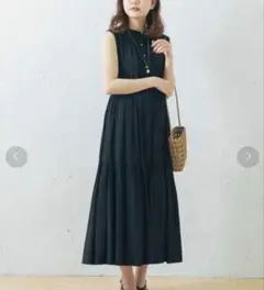 URBAN RESEARCH ROSSO ランダムピンタックワンピース ブラック