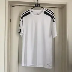adidas ホワイト 3本ストライプ Tシャツ