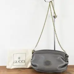 高級 OLD GUCCI グッチ レザー レディース チェーン コンパクト