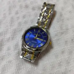 メンズ腕時計　ブルー　コンビネーション
