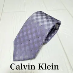 【限定SALE！】Calvin Klein ネクタイ パープル チェック柄