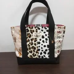 ミニトートバッグ☆ネコ☆ダルメシアン☆ヒョウ柄☆肉球チャーム付き ハンドメイド