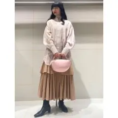 FURFUR ファーファー レザーライクティアードスカート フリーサイズ ピンク
