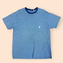 ブルックスブラザーズ 346 半袖 ボーダー Tシャツ 刺繍ロゴ 胸ポケット M