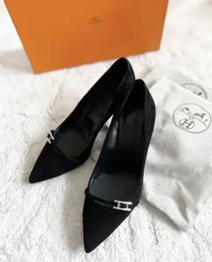 HERMES エルメス パンプス lauren 60 Hロゴ