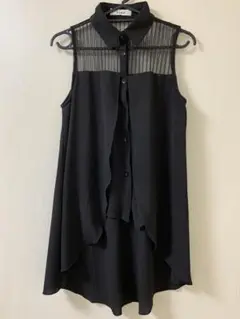美品☆デザイン シースル シャツ☆Free