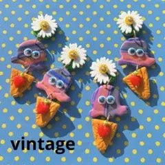 くるくるおめめ アイスクリーム ポリマークレイ キッチュ vintage ピアス