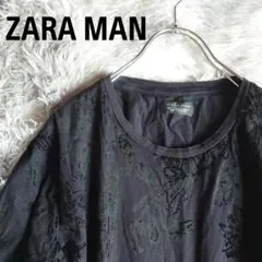 ZARA MAN ザラマン　Tシャツ トップス　花柄　M　ブラック