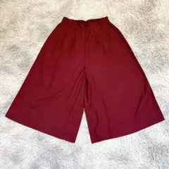 3can4on レディース L ガウチョパンツ 赤 レッド 無地 ワイドパンツ