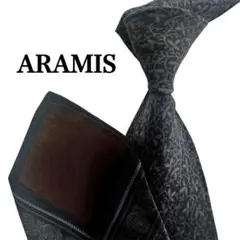 ARARIS ダークグレー 紫　花柄　総柄パターン柄まが玉メンズネクタイsilk