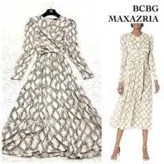 【極美品】BCBG MAXAZRIA パイソンカシュクールワンピース スネーク