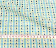 ☆チェック ハギレ コレクション㉜ハート 水色系 110×100 再販なし☆