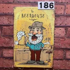 BEER イケオジ イラスト 《186》ブリキ 看板 レトロ風 ☻