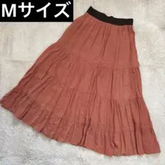 ティアードスカートフレア Mサイズ オレンジ リゾート 送料無料 春夏