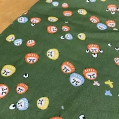 だるまさん柄　プリント グリーン　シーチング　生地 108cm×100cm