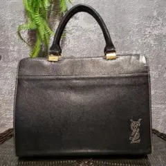 イヴ・サンローラン ロゴステッチ ハンドバッグ 美品‼️