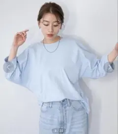 Sonny label UR TECH ひやサラクール　袖コクーンTシャツ　水色