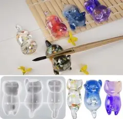匿名発送♡ハンドメイド用シリコンモールド☆猫ちゃん　3種　箸置き　筆置き