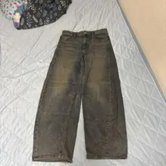 ダークグレー ワイドパンツ Lサイズ GU バレルレッグジーンズ