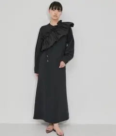 【美品】ADAM ET ROPE' FEMMEラッフルスカーフコンビワンピース