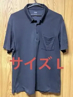 ユニクロ エアリズムコットンカノコポロシャツボタンダウン ネイビー L
