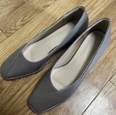 【美品】LELIEN PLUSパンプス スクエアトゥ グレージュ ヒール5cm